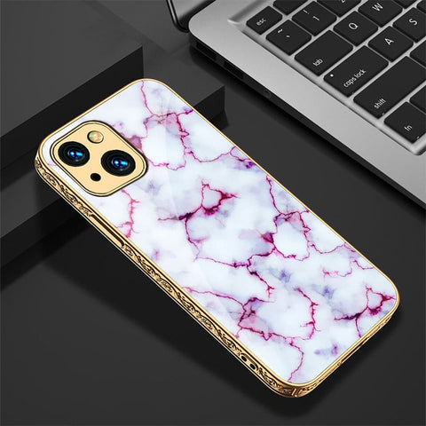 iPhone 13 Cover - White Marble Series - HQ Ultra Shine Premium Infinity Glass Soft Silicon Borders Case