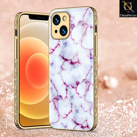 iPhone 13 Cover - White Marble Series - HQ Ultra Shine Premium Infinity Glass Soft Silicon Borders Case