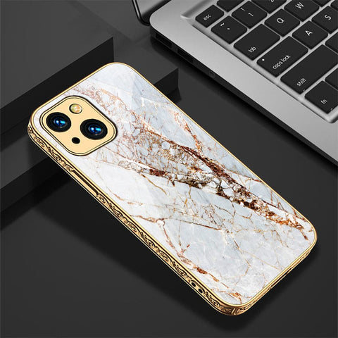 iPhone 13 Cover - White Marble Series - HQ Ultra Shine Premium Infinity Glass Soft Silicon Borders Case