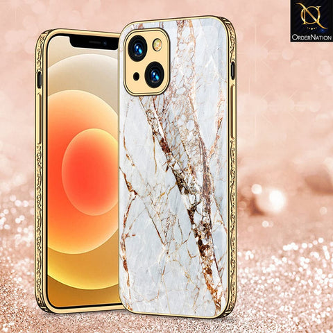 iPhone 13 Cover - White Marble Series - HQ Ultra Shine Premium Infinity Glass Soft Silicon Borders Case