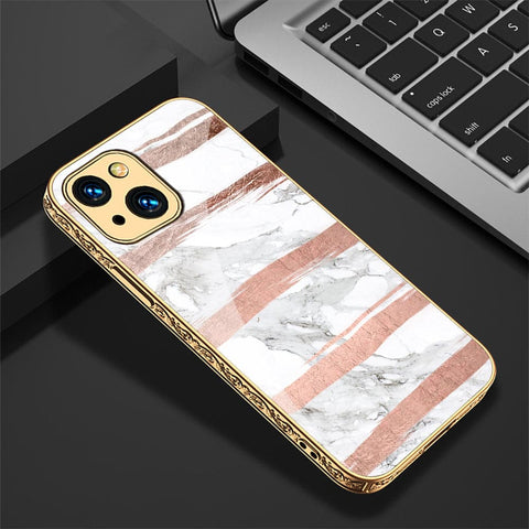 iPhone 13 Cover - White Marble Series - HQ Ultra Shine Premium Infinity Glass Soft Silicon Borders Case