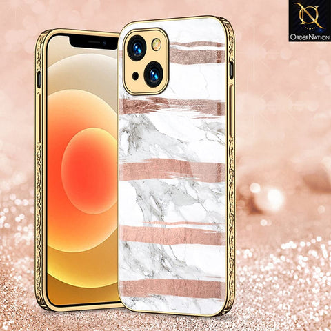 iPhone 13 Cover - White Marble Series - HQ Ultra Shine Premium Infinity Glass Soft Silicon Borders Case