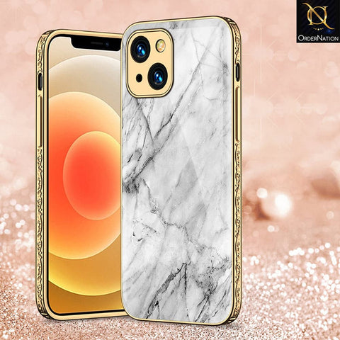 iPhone 13 Cover - White Marble Series - HQ Ultra Shine Premium Infinity Glass Soft Silicon Borders Case