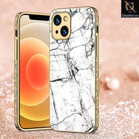 iPhone 13 Cover - White Marble Series 2 - HQ Ultra Shine Premium Infinity Glass Soft Silicon Borders Case