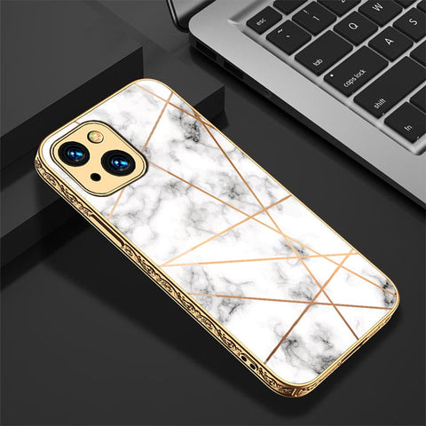 iPhone 13 Cover - White Marble Series 2 - HQ Ultra Shine Premium Infinity Glass Soft Silicon Borders Case