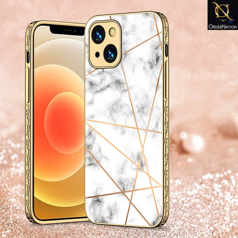 iPhone 13 Cover - White Marble Series 2 - HQ Ultra Shine Premium Infinity Glass Soft Silicon Borders Case