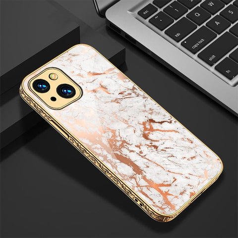 iPhone 13 Cover - White Marble Series 2 - HQ Ultra Shine Premium Infinity Glass Soft Silicon Borders Case