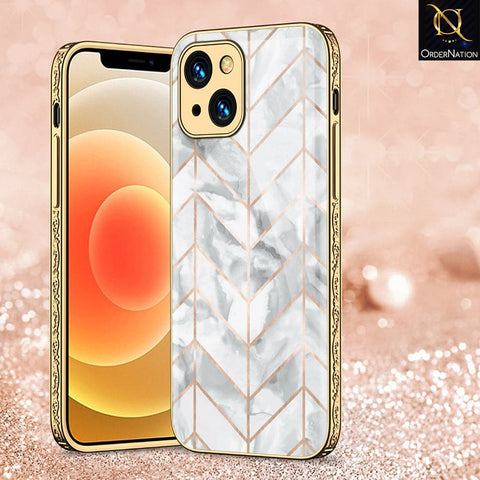 iPhone 13 Cover - White Marble Series 2 - HQ Ultra Shine Premium Infinity Glass Soft Silicon Borders Case