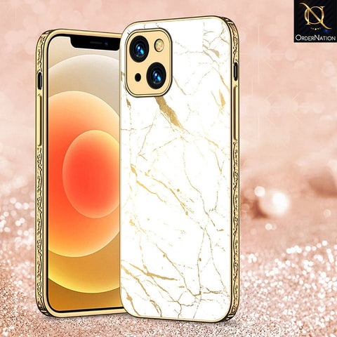 iPhone 13 Cover - White Marble Series 2 - HQ Ultra Shine Premium Infinity Glass Soft Silicon Borders Case