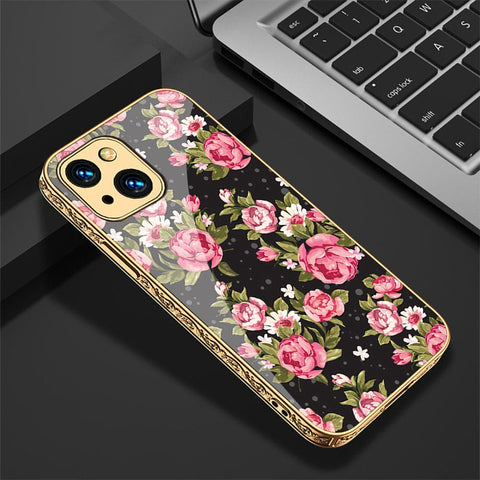 iPhone 13 Cover - Floral Series - HQ Ultra Shine Premium Infinity Glass Soft Silicon Borders Case