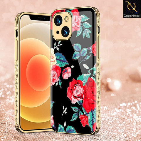 iPhone 13 Cover - Floral Series - HQ Ultra Shine Premium Infinity Glass Soft Silicon Borders Case