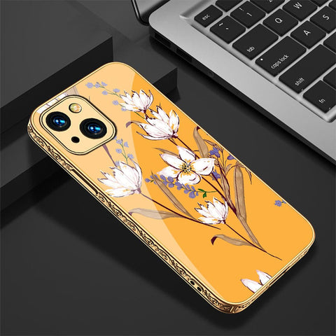 iPhone 13 Cover - Floral Series - HQ Ultra Shine Premium Infinity Glass Soft Silicon Borders Case