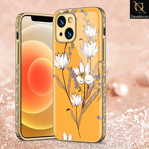 iPhone 13 Cover - Floral Series - HQ Ultra Shine Premium Infinity Glass Soft Silicon Borders Case