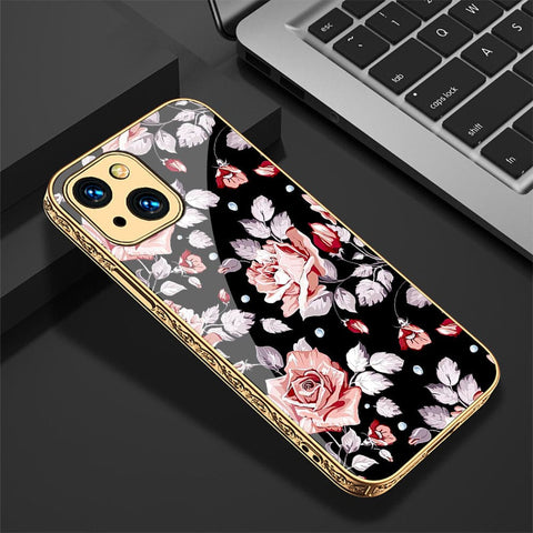 iPhone 13 Cover - Floral Series - HQ Ultra Shine Premium Infinity Glass Soft Silicon Borders Case