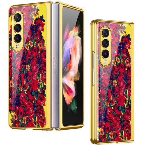 Samsung Galaxy Z Fold 4 5G Cover- Floral Series - Premium Electroplated Infinity Ultra Shine Glass Soft Silicon Borders Case