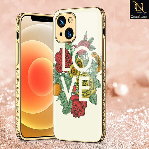 iPhone 13 Cover - Floral Series 2 - HQ Ultra Shine Premium Infinity Glass Soft Silicon Borders Case