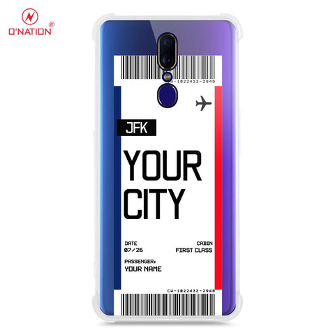 Oppo F11 Cover - Personalised Boarding Pass Ticket Series - 5 Designs - Clear Phone Case - Soft Silicon Borders