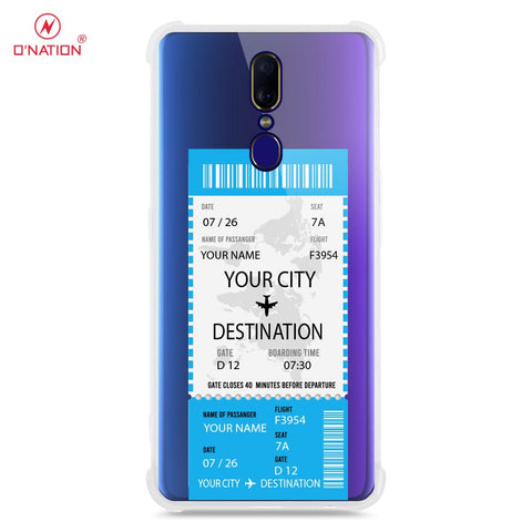 Oppo F11 Cover - Personalised Boarding Pass Ticket Series - 5 Designs - Clear Phone Case - Soft Silicon Borders