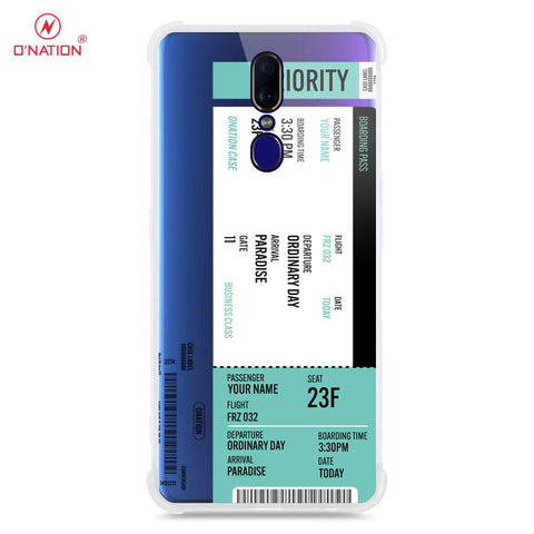 Oppo F11 Cover - Personalised Boarding Pass Ticket Series - 5 Designs - Clear Phone Case - Soft Silicon Borders