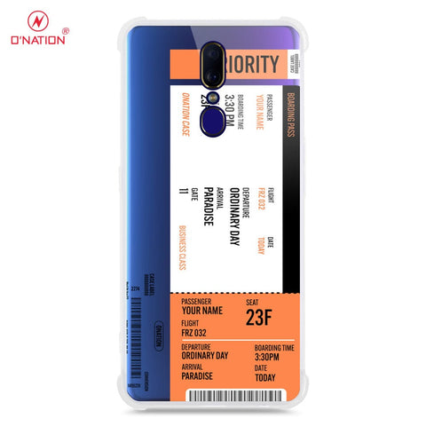 Oppo F11 Cover - Personalised Boarding Pass Ticket Series - 5 Designs - Clear Phone Case - Soft Silicon Borders