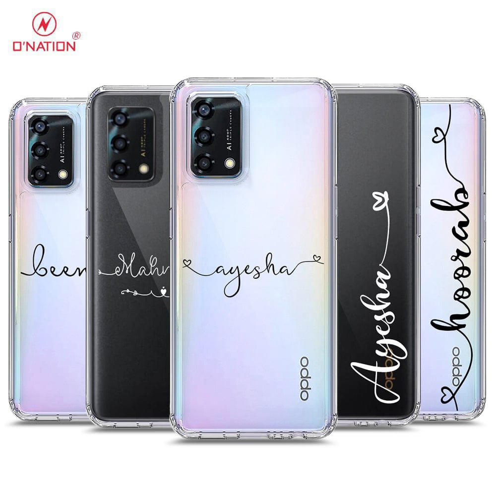 Oppo A95 Cover - Personalised Name Series - 8 Designs - Clear Phone Case - Soft Silicon Borders