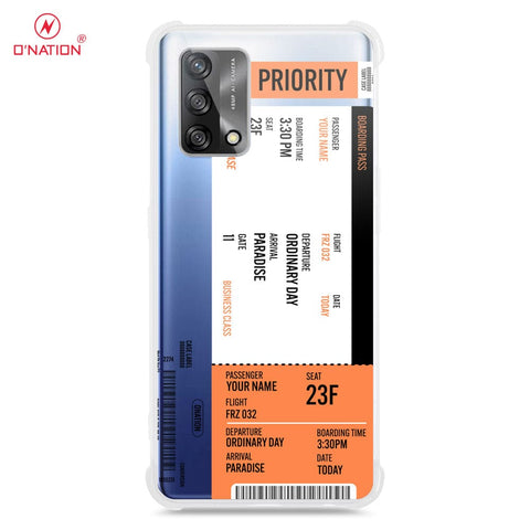 Oppo Reno 6 Lite Cover - Personalised Boarding Pass Ticket Series - 5 Designs - Clear Phone Case - Soft Silicon Borders