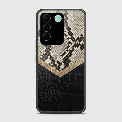 Vivo V27e Cover- Printed Skins Series - HQ Ultra Shine Premium Infinity Glass Soft Silicon Borders Case