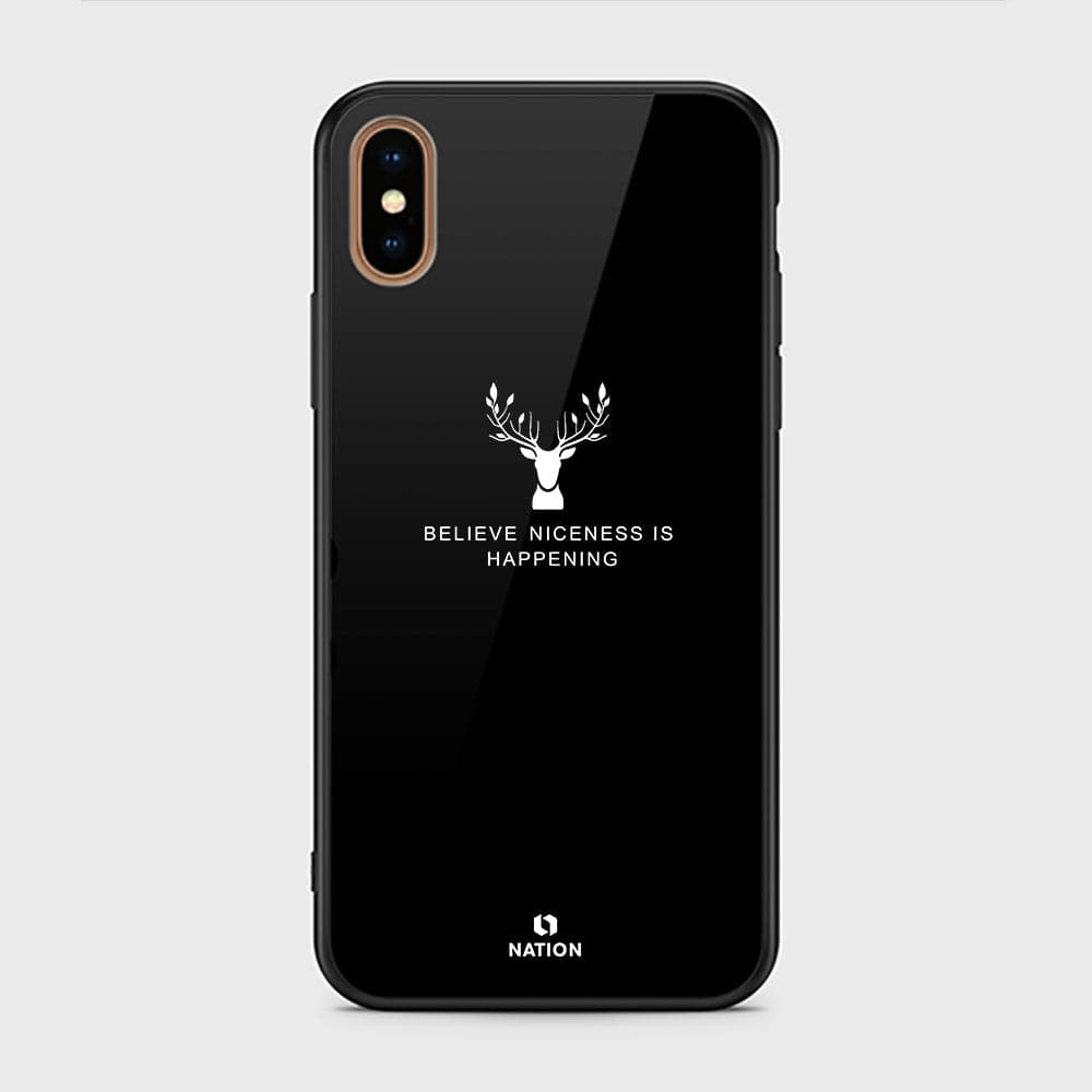 iPhone XS Max Cover- Nice Series - HQ Ultra Shine Premium Infinity Glass Soft Silicon Borders Case