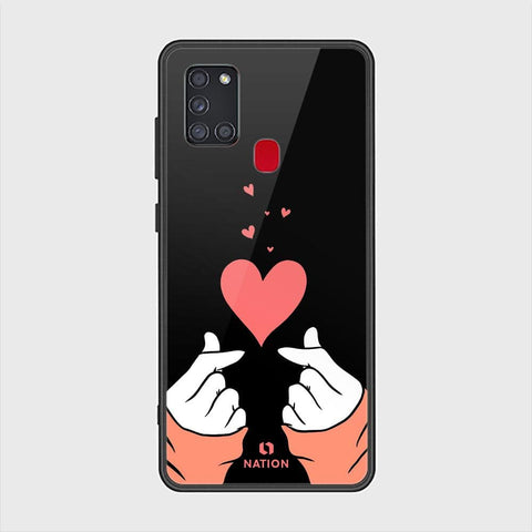 Samsung Galaxy A21s Cover - ONation Heart Series - HQ Ultra Shine Premium Infinity Glass Soft Silicon Borders Case