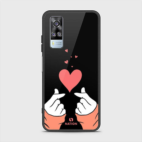 Vivo Y51 (2020 December) Cover - ONation Heart Series - HQ Ultra Shine Premium Infinity Glass Soft Silicon Borders Case