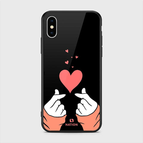 iPhone XS Cover - Onation Heart Series - HQ Ultra Shine Premium Infinity Glass Soft Silicon Borders Case