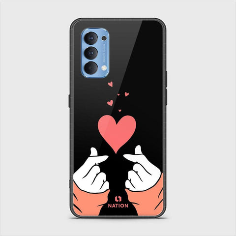 Oppo Reno 4 Cover - Onation Heart Series - HQ Ultra Shine Premium Infinity Glass Soft Silicon Borders Case