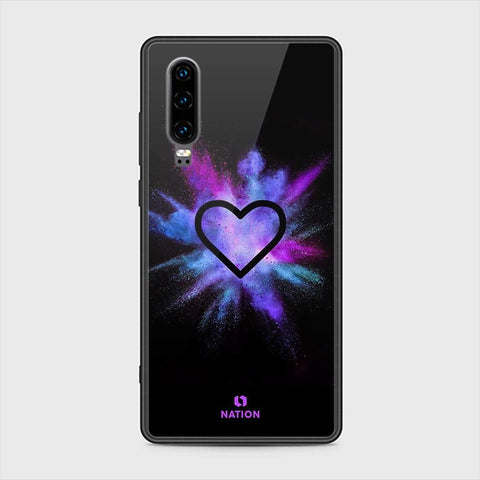 Huawei P30 Cover - ONation Heart Series - HQ Ultra Shine Premium Infinity Glass Soft Silicon Borders Case