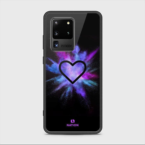 Samsung Galaxy S20 Ultra Cover - ONation Heart Series - HQ Ultra Shine Premium Infinity Glass Soft Silicon Borders Case