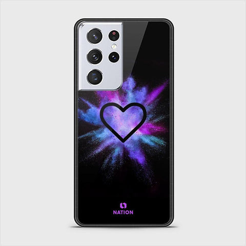 Samsung Galaxy S21 Ultra 5G Cover - Onation Heart Series - HQ Ultra Shine Premium Infinity Glass Soft Silicon Borders Case