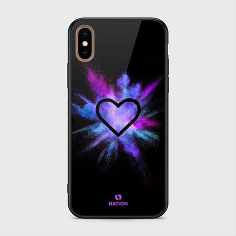 iPhone XS Max Cover - Onation Heart Series - HQ Ultra Shine Premium Infinity Glass Soft Silicon Borders Case