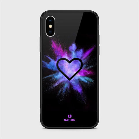 iPhone XS Cover - Onation Heart Series - HQ Ultra Shine Premium Infinity Glass Soft Silicon Borders Case