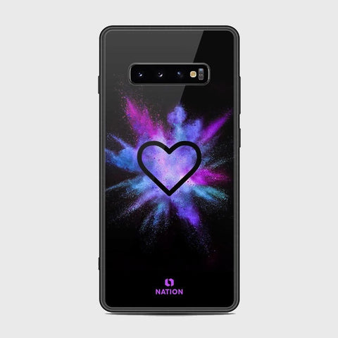 Samsung Galaxy S10 Plus Cover - Onation Heart Series - HQ Ultra Shine Premium Infinity Glass Soft Silicon Borders Case