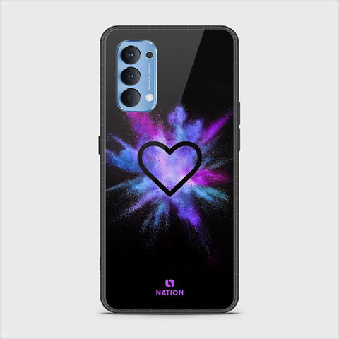 Oppo Reno 4 Cover - Onation Heart Series - HQ Ultra Shine Premium Infinity Glass Soft Silicon Borders Case