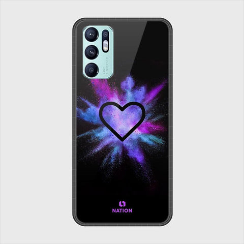 Oppo Reno 6 Cover - Onation Heart Series - HQ Ultra Shine Premium Infinity Glass Soft Silicon Borders Case