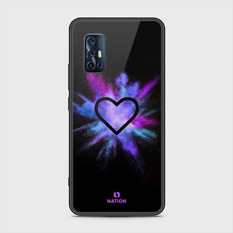 Vivo V17 Cover - ONation Heart Series - HQ Ultra Shine Premium Infinity Glass Soft Silicon Borders Case