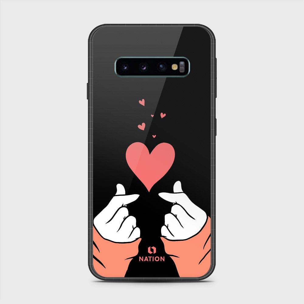 Samsung Galaxy S10 5G Cover- Onation Heart Series - HQ Ultra Shine Premium Infinity Glass Soft Silicon Borders Case (Fast Delivery)