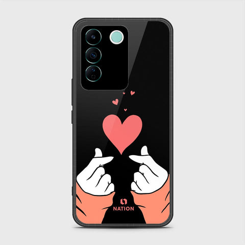 Vivo V27e Cover- Onation Heart Series - HQ Ultra Shine Premium Infinity Glass Soft Silicon Borders Case