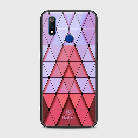 Realme 3i Cover - ONation Pyramid Series - HQ Ultra Shine Premium Infinity Glass Soft Silicon Borders Case