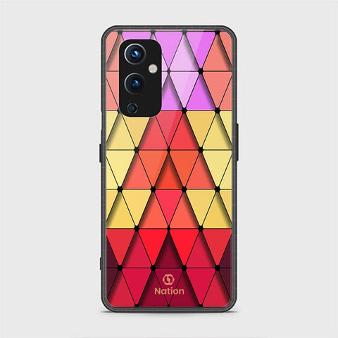 OnePlus 9 Cover - ONation Pyramid Series - HQ Ultra Shine Premium Infinity Glass Soft Silicon Borders Case