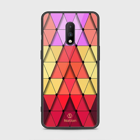 OnePlus 7 Cover - ONation Pyramid Series - HQ Ultra Shine Premium Infinity Glass Soft Silicon Borders Case