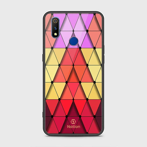 Realme 3i Cover - ONation Pyramid Series - HQ Ultra Shine Premium Infinity Glass Soft Silicon Borders Case