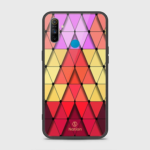 Realme C3 Cover - ONation Pyramid Series - HQ Ultra Shine Premium Infinity Glass Soft Silicon Borders Case