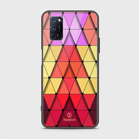 Oppo A92 Cover - ONation Pyramid Series - HQ Ultra Shine Premium Infinity Glass Soft Silicon Borders Case