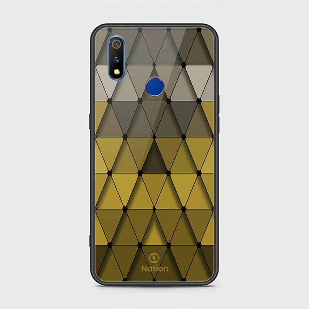 Realme 3i Cover - ONation Pyramid Series - HQ Ultra Shine Premium Infinity Glass Soft Silicon Borders Case